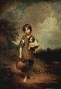 Thomas Gainsborough Dorfmadchen mit Hund und Henkelkrug oil painting artist